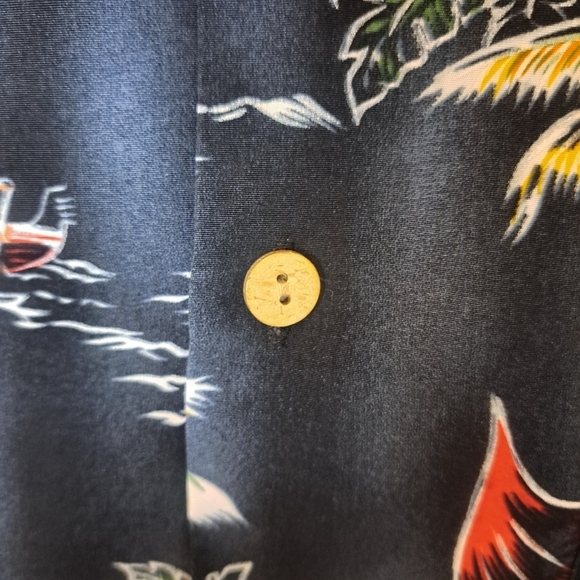 Kennington Men's L Hawaiian Tropical Print Short Sleeve Button Up Shirt - Picture 5 of 6